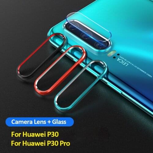 For Huawei P30 Pro Tempered Glass + Metal Rear Lens Protective Ring Camera Lens Screen Protector For Huawei P30 P30 Pro