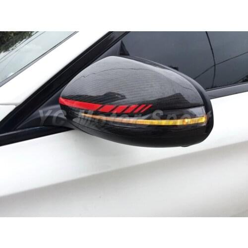 Carbon Fiber Mirror Cover Housing Replacement Fit For 2014-2017 W205 W212 C207 W222 X253 Side Mirror Cover with Red Line