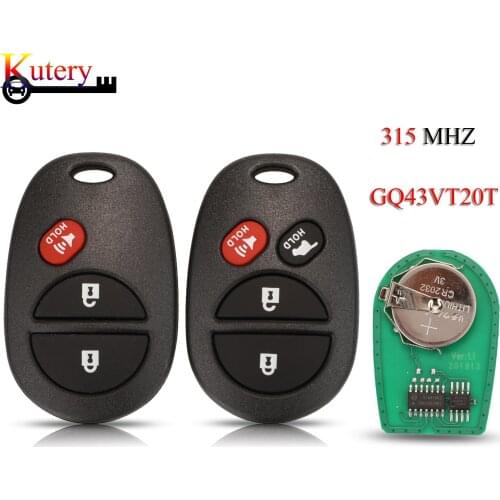 Kutery 5PCS/Lot Remote Car Key For Toyota Highlander Sequoia Sienna 3/4Buttons 315MHZ GQ43VT20T