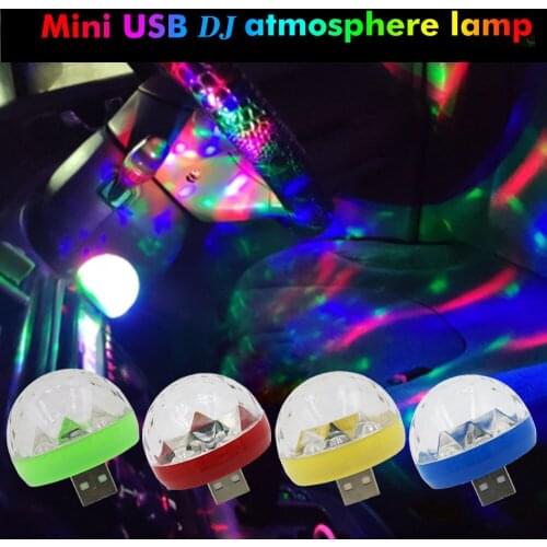 Led USB Car Atmosphere Light 5V RGB Mini Colorful 4W stage lighting effect DJ Music Sound Lamp for USB mobile phone magic ball