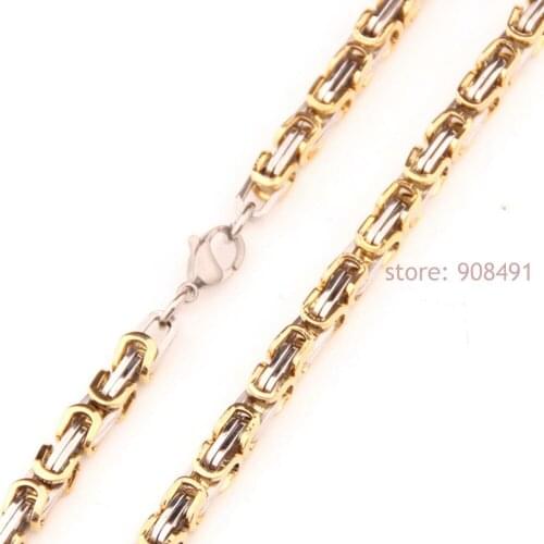 Hot Sell Mens Silver Gold Durable Stainless Steel 6mm Byzantine Link Necklace or Bracelet Chain 7in-40in
