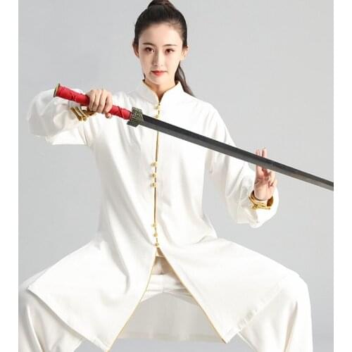 Fashion Tai Chi Uniform Women Men Martial Arts Uniform Chinese Traditional Folk Kung Fu Suit Morning Sports Wushu Costume TA1887