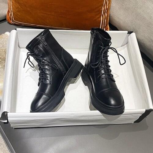 Fashion women boots 2020 new square root PU leather comfortable women boots zipper women boots Botas Mujer Q10-07