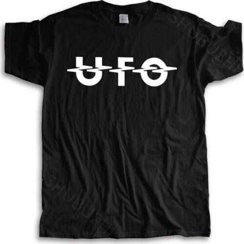 Men o-neck tshirt fashion brand t-shirt black new UFO Band Rock Music Metal Logo T Shirt Hipster Cool O Neck