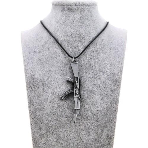 Original New Novelty Counter Strike AK47 Mens Gun Pendant Necklace Vintage Gold AK-47 Necklace Men Jewelry Collares Gift