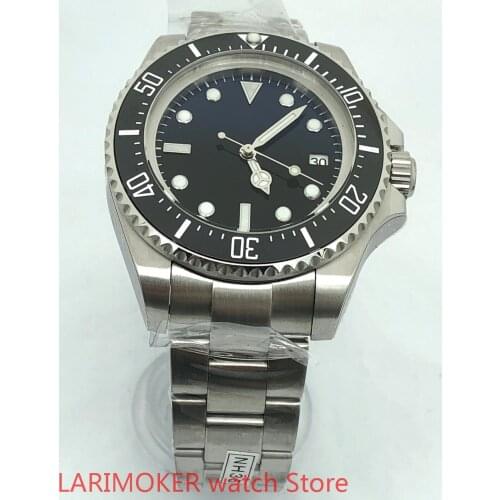 BLIGER BLACK BLUE Dial Mechanical Mens Watch Ceramic Insert Rotating Bezel Brushed Oyster Bracelet 24 Gems NH35A