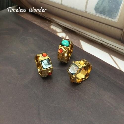 Timeless Wonder Stunning Geo Stone Stackable Rings Women Jewelry Punk Cocktail Goth Dsigner Boho Ins Top Gift Party Vintage 5338