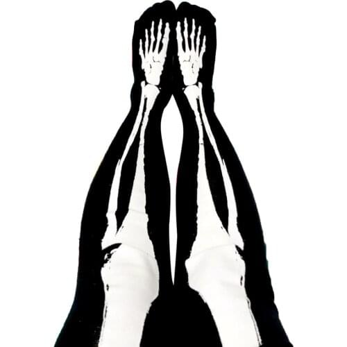 Funny Human Skeleton Cosplay Costume Party Halloween Glow Socks Thigh High Socks Over Knee Black White High flexibility Sock