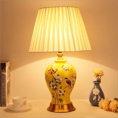 New Chinese style flower/bird ceramic Table Lamps Retro creative Touch On/Off switch LED E27 lamp for bedside&foyer&studio AS015