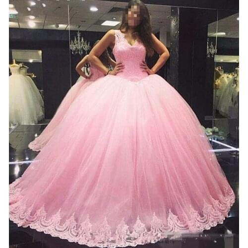 New Design Lace Wedding Dresses 2020 V-Neck Sexy Vintage Pink Wedding Gowns China Online Shop Plus Size bride dress