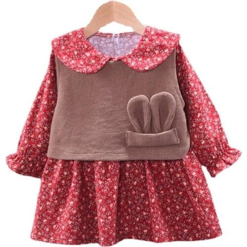 New Spring Autumn Baby Girls Clothes Suit Children Fashion Vest Prints Dress 2Pcs/Sets Toddler Casual Clothing Kids Tracksuits