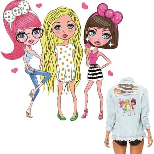 Girl Friends Applique On Clothes Sister T-Shirt Hot Tear Thermal Transfer Dresses Diy New Design Patches Washable
