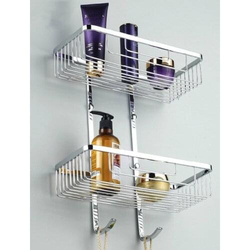 Stainless Steel Bathroom Shelves 2 Tier Shower Corner Shelf Cosmetic Shelves Bathroom Accessories Storage Organizer Rack Holder