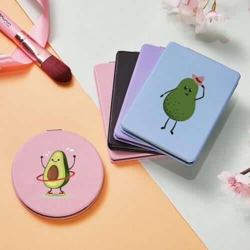 Cartoon Cute Avocado Portable Folding Makeup Mirror with Double Side for Girls Magnifying Compact Pocket Cosmetic Vanity Mirrors