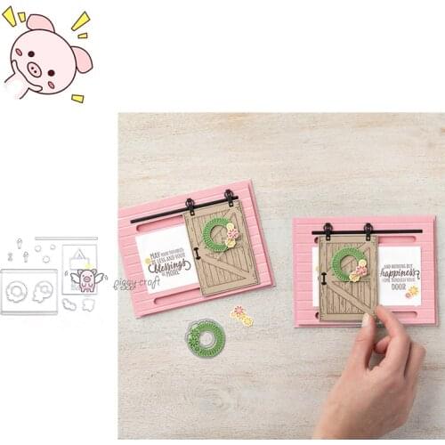 PP 15Pcs/lot Barn Door Wood-mount Stencil Metal Cutting Dies Stencil for DIY Scrapbooking Album Embossing Paper Cards