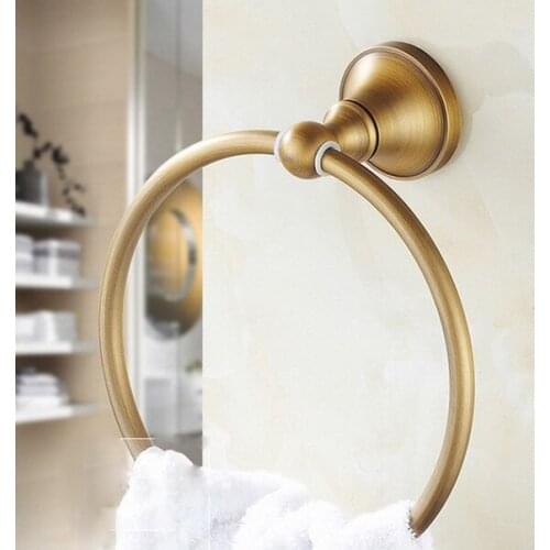 Vintage Antique Brass Bathroom Wall Mounted Towel Ring Holder Bathroom Accessories Bath Hardware Bathroom Fittings mba130