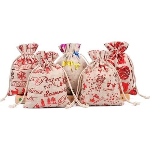 Christmas Personalized Cloth Bag Ornaments 2020 Candy Bags Baubles Gift Pouch Colorful Ball Bird Elk Stars Santa Claus Snowflake