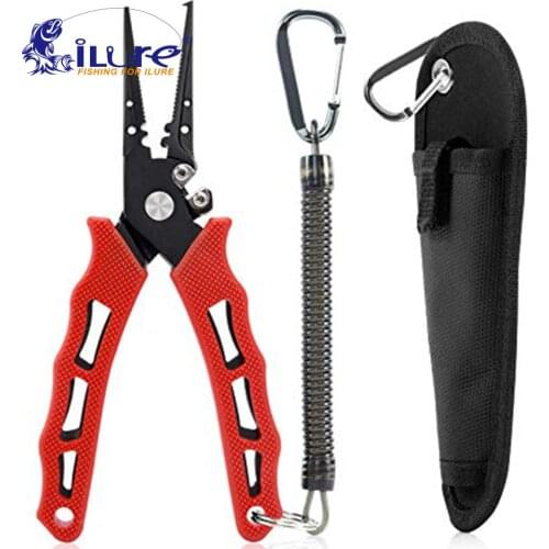 ILure Stainless Steel Fishing Pliers Tungsten Carbide Braid Cutters Crimper Hook Remover Saltwater Resistant Fishing Tackle