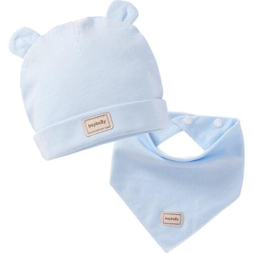 Cute Kids Hat with Bibs Candy Solid Colors Boys Girls Baby Beanies Hats Cotton new Born Baby caps Bibs Toddler Infant Caps