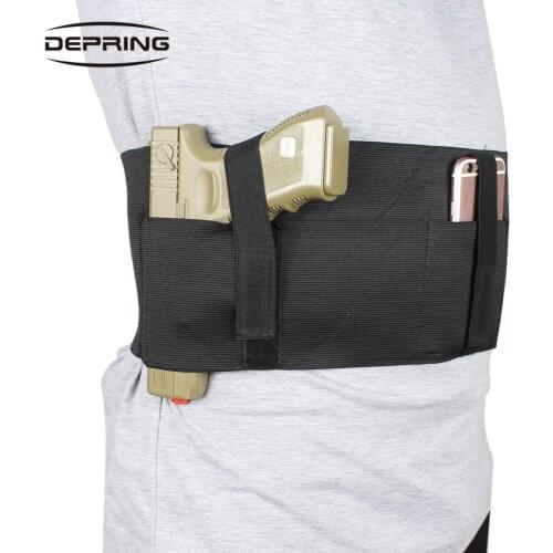 Concealed Carry Versatile Belly Band Holster with Magazine Pouch & 2 Elastic Straps Fits for Glock Sig Sauer Ruger Beretta 1911