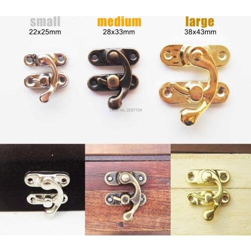 6pcs Jewelry Chest Gift Box Wine Wooden Case Hasp Latch Toggle Lock Clasp Leather Bag Purse Handbag Suitcase 3 size 3 color