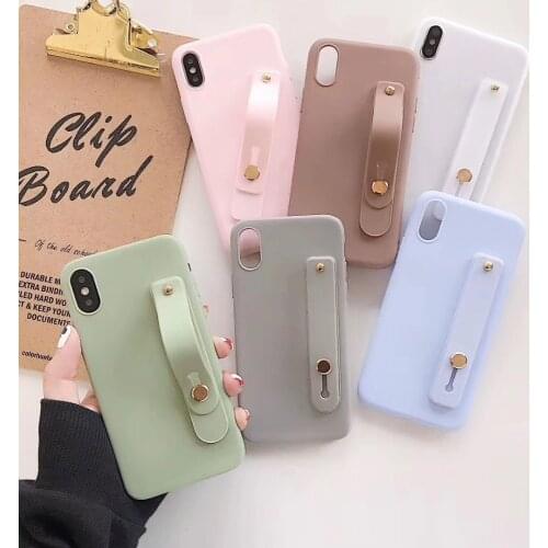 Slim Hand Band Stand Soft TPU Silicon Case Cover on sfor Samsung A10 A20 A30 A9 A7 2018 A750 A70 A50 A6 Plus Wrist Strap Coque