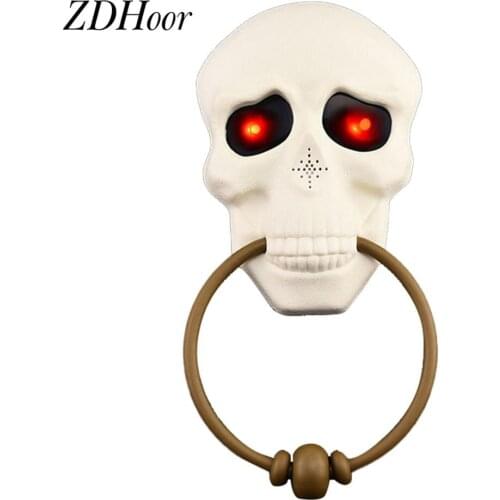 Halloween Skull Design Scary Sound Doorbell Party Props Door Rings Eye Luminous Door Bell Toy Hooror Props Skull Decoration