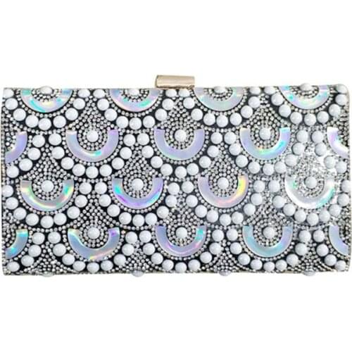 Metal Diamonds Beaded Evening Clutch Bag Chain Shoulder bag for Women 2020 Handbags Pearl Rhinestones Evening Party Holder Purse
