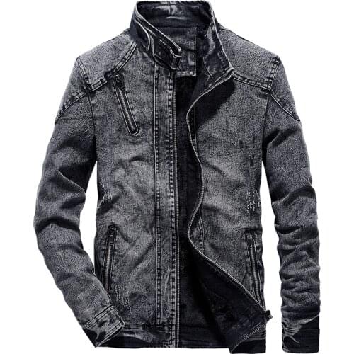 Vintage Denim Jackets Men Slim Fit Casual Mens Jeans Coat Jacket 2019 Fashion Vintage Clothes for Men Black Blue Zipper WN38