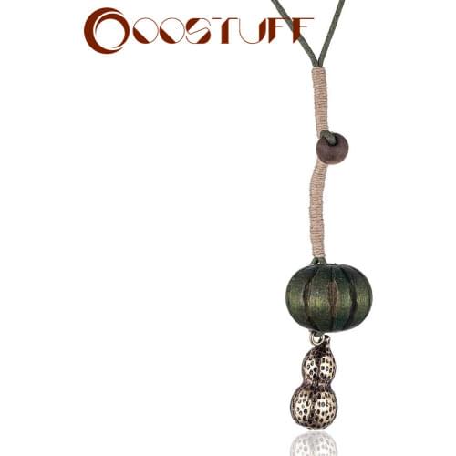 Vintage Jewelry for Women Long Necklace Wood Bead Pumpkin Peanut Pendants Plant necklaces & pendants Jewellery Suspension 2021