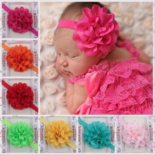 YH440 Hollow Wave Chiffon Baby Girl Baby Child Rose Flower Headband Elastic Hair Band Accessories