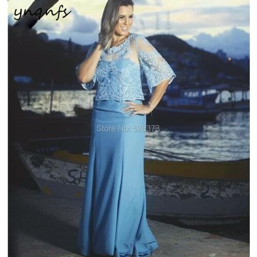 YNQNFS M62 Custom Made Vestidos Plus Size Party Formal Gown Two Piece 2019 Long Mother of the Bride Dresses with Jacket Bolero