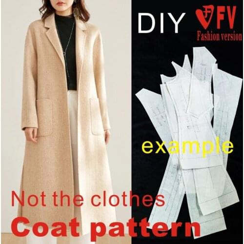 Ladies mid-length double-sided cashmere coat pattern handmade clothing coat 1:1 cutting design drawing BFY-285