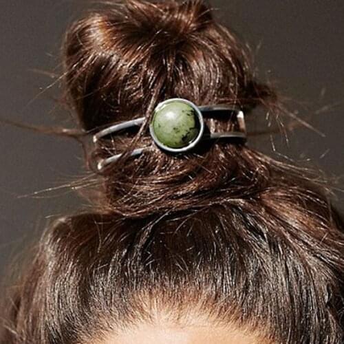 Natural Stone Bun Cuff Original Top Knot Bun Holder INS Brief Hair Accessories for Women 2020 Coiffures Also Be Bracelet Tiaras
