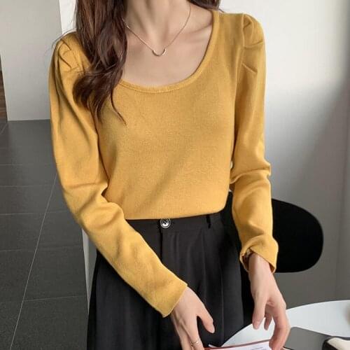 Spring Autumn Korean Fashion Knitted Female Clothing 2021 Slim Pullover Women Sweater Solid O-Neck Long Sleeve Ladies Sweater