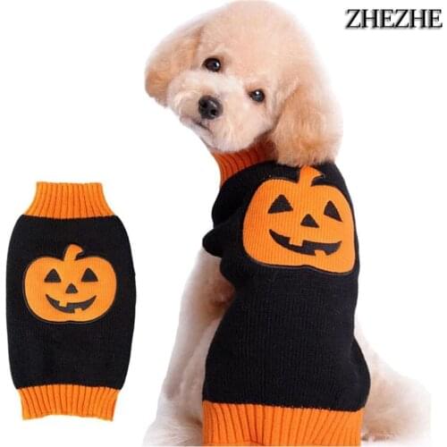 NACOCO Dog Sweater Pumpkin Pet Sweaters Halloween Holiday Party for Cat and Puppy