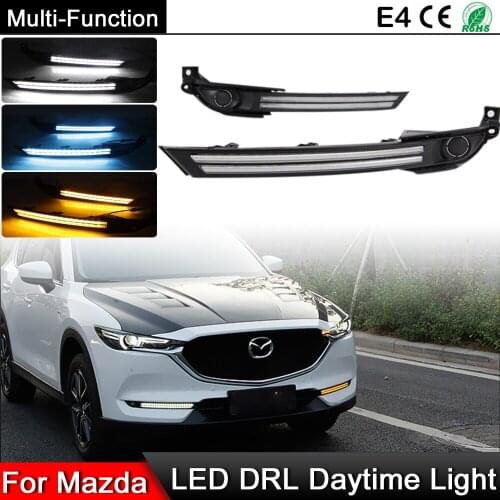 For Mazda CX-8 CX8 CX5 2017 2018 2019 12V LED Daytime Running Light Fog LamFlowing Turn Signal Relay Waterproof Car DRL