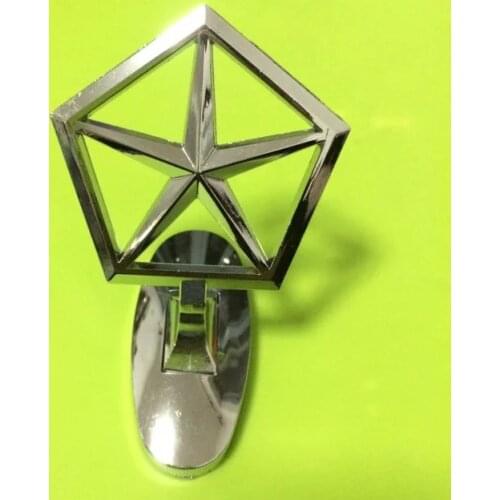 1pc Metal quality Car hood bonnet badge emblem with 5 star pentago logo fit for USA cars Dodge or all car makers DIY Decoration