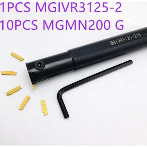 1 piece MGIVR3125-2 internal carbide slotted tool holder + 10 pieces MGMN200 G machine tool accessories lathe milling cutter