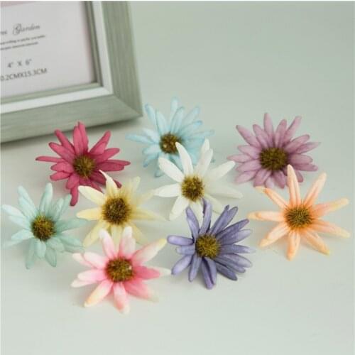 100pcs 5cm Silk retro daisy artificial flower head wedding decoration DIY Wreath scrapbook craft wristband head ring flowers