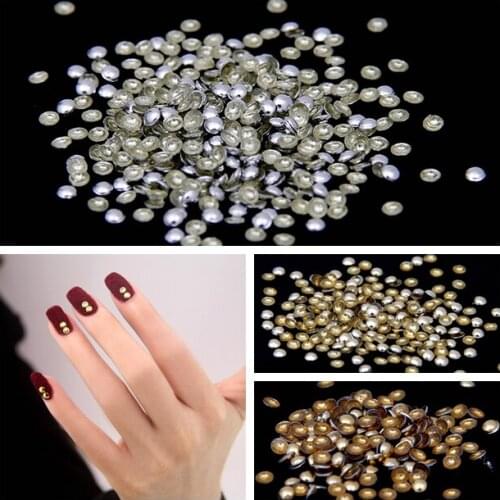 2mm Many Colors Glue Backing 3D Round Metal Nails Art Decoration Alloy Stickers Tips DIY Tools Cell Phone Accessories Stamping