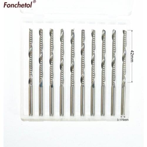 3.175mm*42mm-10pcs,CNC machine solid carbide tungsten end mill,woodworking milling cutter,1 Flute end mill,PVC,MDF,acrylic,wood