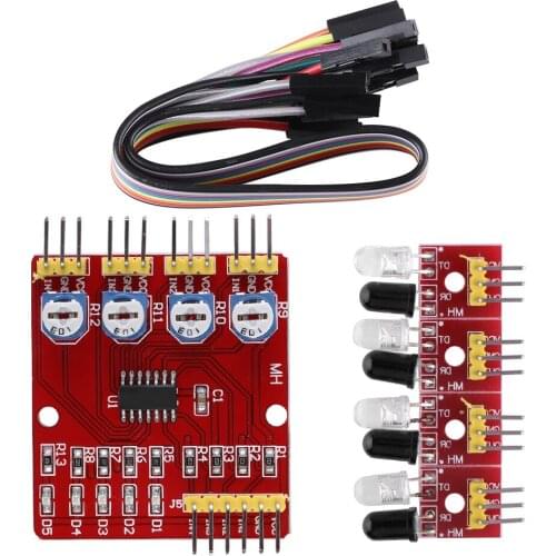 4-Channel Infrared Reflection Tracking Sensor Module Set Smart Car Obstacle Avoidance PCB Tracing/Tracking Module/Patrol Module