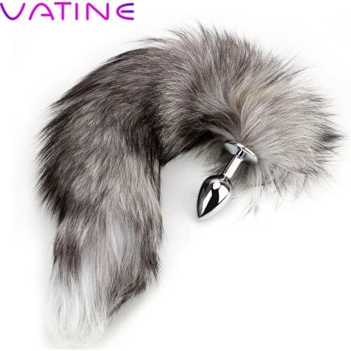 VATINE Smooth Touch Anus Dilator Fox Tail Metal Butt Plug Adult Products Sex Toys For Women Man Gay Tail Anal Plug