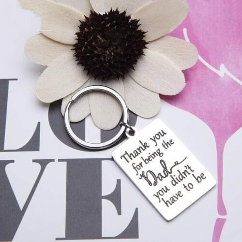 Father Keychain Stainless Steel Key Ring Gift for Step Dad Stepfather Father Birthday Wedding Gift for Stepdad Step Father