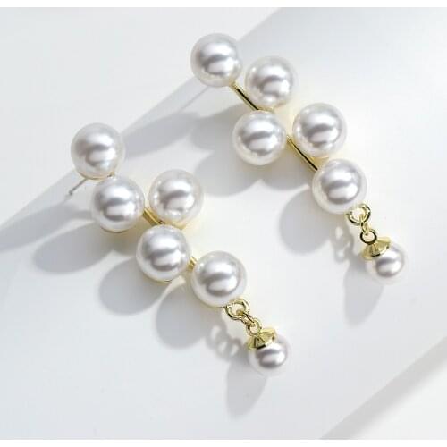 Lifefontier Elegant Pearl Drop Earrings for Women Gold Color Metal Pearls Hanging Earrings Korean Fashion Jewelry Gift 2021