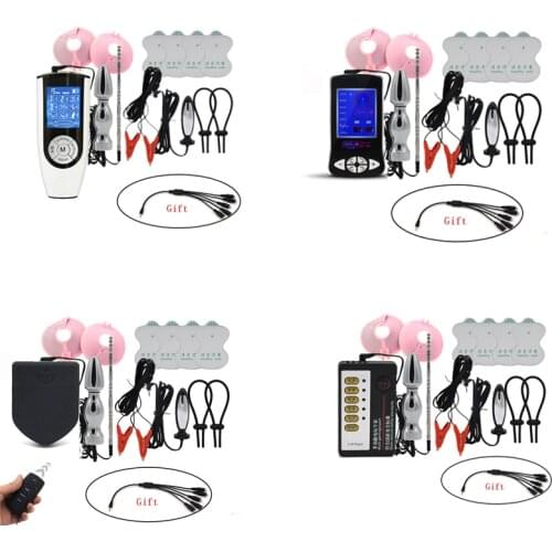Electro Shock Kit E-Stim Penis Rings Sex Anal Plug Catheter Electric Stimulation Sex Toys For Couples Adult Erotic Accessories