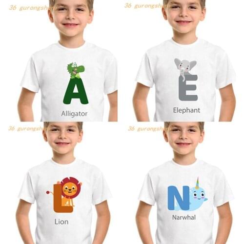 Boys Letter A E L M N Graphic T Shirts Kid Cartoon T Shirt for Girls Tshirt Girl T-shirt Summer Dress Girl 10 Years Kids Clothes