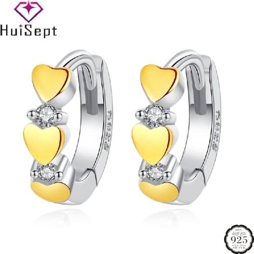 HuiSept 925 Silver Jewelry Earrings with Zircon Gemstone Heart Shape Drop Earring for Women Wedding Engagement Accessories Party