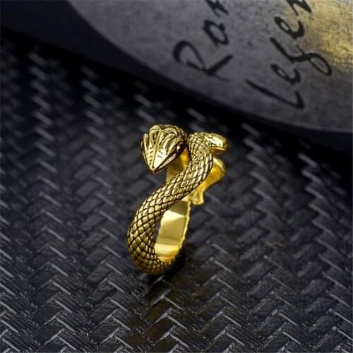 Creative Punk Hip Hop Gold Color Snake Ring Fashion Nightclub Ring Accessories For Men Women Domineering Mens Party Jewelry